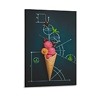 THAELY Fun Art Deco Posters - Ice Cream Math Formula Table Posters - Family Fun Art Deco Aesthetic Canvas Painting Wall Art Poster for Bedroom Living Room Decor 08x12inch(20x30cm) Frame-style