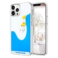 LUVI Compatible with iPhone 15 Pro Liquid Case Cute Funny Cartoon Moving Water Duck Quicksand Flowing Floating Waterfall Protective Cover Soft Silicone Rubber Case Blue