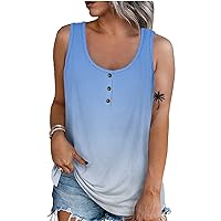 Womens Blouses and Tops Dressy Sleeveless Bubble Hem O-Neck Casual Button Front Stretch Womens Shirts Dressy Casual