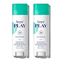 Supergoop! PLAY Lip Shield SPF 30 with Mint - Pack of 2 - Moisturizing Lip Balm for Dry Cracked Lips - Broad Spectrum UV Protection