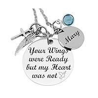 Memorial Jewelry, Stainless Steel Pendant, Necklace,Your Wings Were Ready, But My Heart Was Not, Child loss, Lose of Loved One