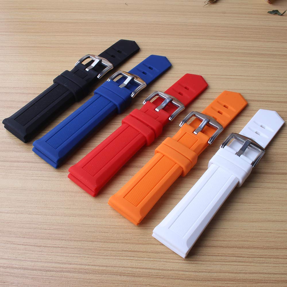 Black Blue Red Orange White Rubber Silicone Watch Band Strap 16mm 18mm 19mm 20mm 22mm Watch Accessories