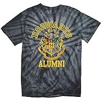 Popfunk Harry Potter Hogwarts Alumni Tie Dye Adult Unisex T Shirt (X-Large) Black Monochrome