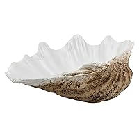 Seashell Bowl Decor Resin Large Natural Weathering Clam Shell with Pearl White Nautical Clam Shell Bowl Coastal Beach Home Decor Bathroom Decor Beach Themed Party