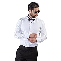 New Mens Tailored Slim Fit White Wing Tip Tuxedo Shirt Combo French Cuff by Azar