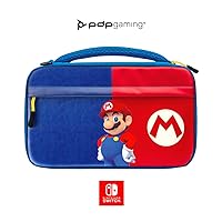 PDP Gaming Officially Licensed Switch Commuter Case - Mario - Semi-Hardshell Protection - Protective PU Leather - Holds 14 Games and Console - Works with Switch OLED and Lite - Fine for Kids / Travel