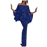 Holiday Beautiful Evening Dresses Birthday Slim Fit Softest Womens Thin V Neck Wrap Solid Color Blue 3XL