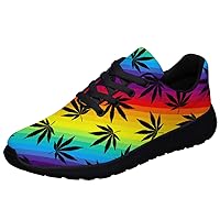 Marijuana Print Pot Leaf Weed Shoes - Men Women Lightweight Breathable Cannabis Running Sneakers, Sport Athletic Tennis Shoes, Stoner Gift