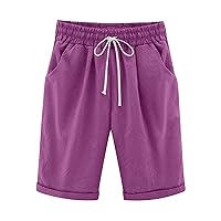 Bermuda Shorts for Women 2024 Linen Shorts Plus Size Summer Shorts High Waisted Casual Shorts Comfy Lounge Shorts