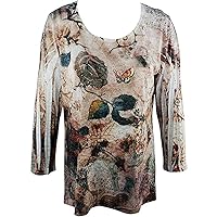 Wishful Place, 3/4 Sleeve, Scoop Neck Top with Burnout Accents