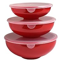 Hutzler Elliptical Set prep bowls, 2 oz, 4 oz, 8 oz, Red