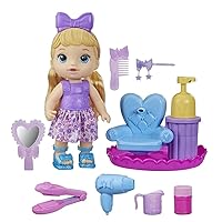 Baby Alive Sudsy Styling Doll, Blonde Hair, 12-Inch, Salon Chair, Toys for 3 Years and Up