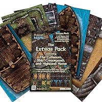 Arcknight The Extras Pack Roleplaying Battlemaps; 16 Modular RPG Maps in 8 Double-Sided Pages, 1