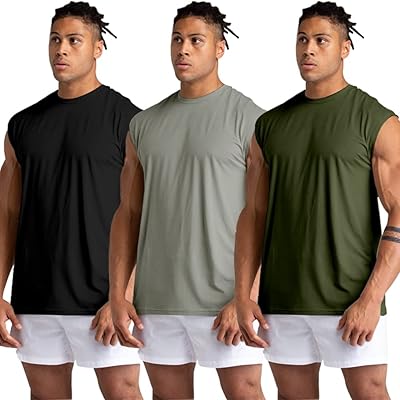 Holure 3 Pack Men's Gym Tank Tops Workout Sleeveless T-Shirts