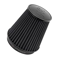 K&N Universal Clamp-On Air Intake Filter: High Performance, Premium, Washable, Replacement Filter: Flange Diameter: 6 In, Filter Height: 7.5 In, Flange Length: 1 In, Shape: Round Tapered, RU-3101HBK