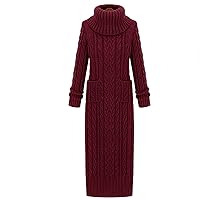 Autumn Winter Women's Sweater Dress Thickening Knit Dresses Casual Knitted Sweater Warm Coat