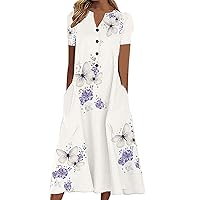 Womens Short Sleeve Dresses Floral Dresses for Women Crewneck Vneck Beach Hawaiian Maxi Long Dresses 2024