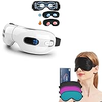 Heat Cooling Eye Massager & Silk Sleeping Mask - Christmas Gifts for Women and Men (White)