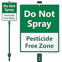 12 x 10 inch “Do Not Spray - Pesticide Free Zone” LawnBoss Yard Sign with 3 foot Stake, 40 mil Laminated Rustproof Aluminum, Green and White, Set of 1