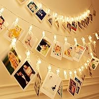 Dopheuor Photo Clip String Lights LED Battery Operated Starry Fairy Copper String Lights with Clips Warm White for Pictures Bedroom Wall Patio Halloween Thanksgiving Christmas Party Wedding Décor
