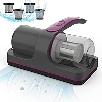Bed Vacuum Cleaner, 12Kpa Powerful Mattress Vacuum Cleaner with 4 Filters, 2- Speed Deep Sofa Vacuum Cleaner with Purple Light, Cordless Vacuum for Mattress, Bed, Cloth Sofas, Pillows, Carpets