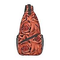 Rose Flower Printed Pattern Cross Chest Bag Diagonally Multi Purpose Cross Body Bag Travel Hiking Backpack Men And Women One Size