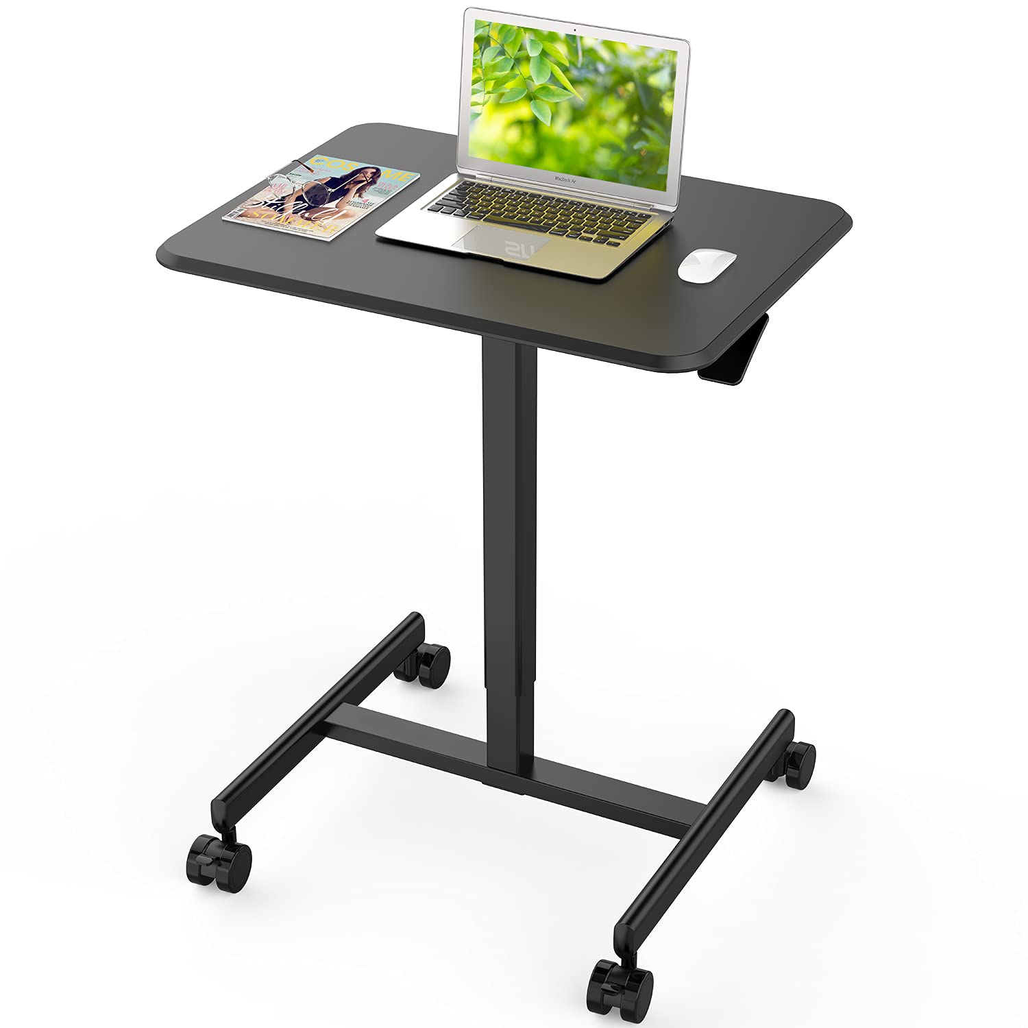 Mobile Laptop Desk, Small Mobile Standing Desk Adjustable Height Mobile Desk Rolling Cart Ergonomic Table, Portable Standing Desk with Pneumatic He...
