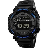 GABLOK Smartwatches Men's LCD Rainproof Digital Fashion Luxury Sports Date Watch Multifunction Electronic (Color : Blue 1, Size : 1)