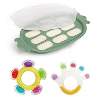 Haakaa Silicone Teether Combo&Nibble Freezer Tray Set-Baby Freezer Teething Toy|Soft Cold Teether|Breastmilk Teething Popsicle Mold