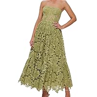 HOT Fashionista Guipure Lace Midi Dress Green