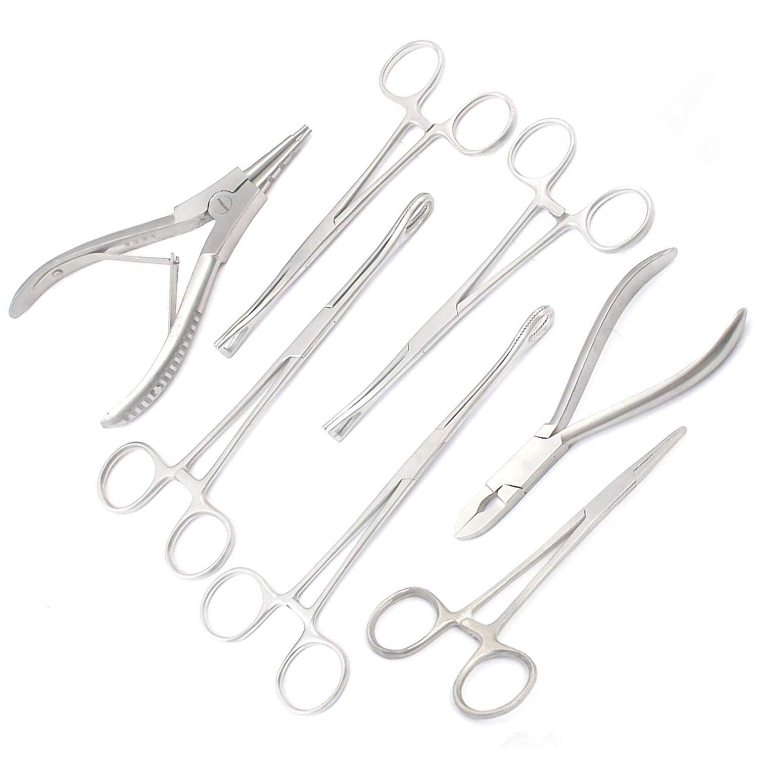 7 BODY PIERCING INSTRUMENTS KIT TOOLS PENNINGTON FORCEPS 'R' by G.S ONLINE STORE