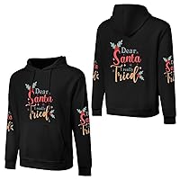 Men And Women Cotton Solid Color Hooded Sweatshirt Dear Santa I Really Tried