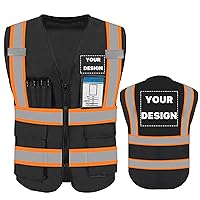 YOWESHOP High Reflective Visibility Safety Vest Custom Your Logo Safety Workwear with Reflective Strips and Pockets