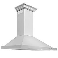 ZLINE 48 in. Convertible Vent Wall Mount Range Hood in Stainless Steel with Crown Molding (KBCRN-48)