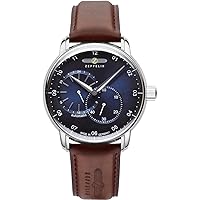 Zeppelin Men's Watch with Leather Strap Series New Captain's Line Automatic 24 Hour Display 8662