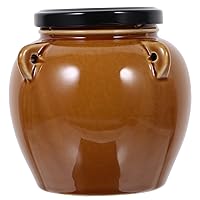 Vaguelly 500 ml Ceramic Jar, Kimchi Container Fermenting Crock with Airtight Lid, Brewing Wine Jar, Storage Jar for Pickling, Kimchi, Sauerkraut, Rum