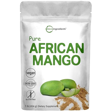 Sustainably Africa Grown, Pure African Mango Powder (Irvingia Gabonensis Powder, Wild Mango Extract), 1 Pound (6 Months Supply), Wild Harvest, Supports Metabolism and Fat Burning, Non-GMO, Vegan