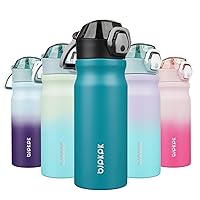 BJPKPK 18oz Insulated Water Bottle With Straw Stainless Steel Double Wall Water Bottles BPA-Free Leak Proof Thermos With Lockable Flip Lid And Soft Silicone Spout,Laguna