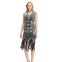 Wuchieal 20s Flapper Gatsby Charleston Sequin Bead Evening Cocktail Prom Dress