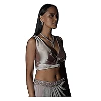 Women's Readymade Satin Blouse For Sarees Indian Bollywood Designer Padded Stitched Choli Crop Top