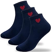 CUTIE MANGO Women's Heart Print Cotton Crew Socks Sneaker Ankle Novelty Casual Soft Cute Lovely Crazy Fun