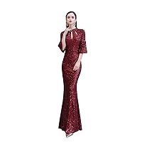 Burgundy/Sliver/Green Mermaid Bling Bling Sequined Prom Birthday Party Dress Evening Shower Pageant Celebrity Gown