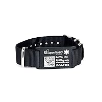 Dynotag® Web Enabled Smart Military Style Anodized Aluminum Medical ID and Emergency Contact Information with DynoIQ™ Includes Adjustable Wristband (6.1