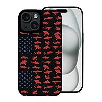 American Sharks Flag Cute Phone Case Compatible for iPhone 15/iPhone 15 Plus/iPhone 15 Pro/iPhone 15 Pro Max Microfiber Protector Cover