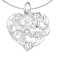 Silver Best Friend In Heart Necklace | Rhodium-plated 925 Silver Best Friend In Heart Pendant with 18