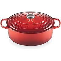 Le Creuset 2 3/4 Qt. Signature Oval Dutch Oven w/Additional Engraved Personalized Stainless Steel Knob - Cerise