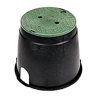 NDS 111BC Standard Series Round Valve Box Overlapping Cover-ICV, Inch, Black/Green Automatic Lawn Drip Irrigation Kits, 10