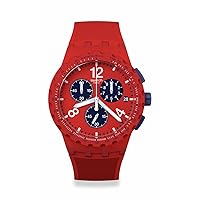 Swatch Unisex Casual Red Watch Plastic Quartz Primarily Red