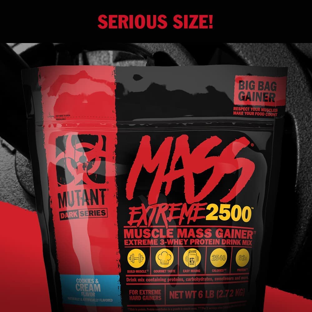 Mutant Mass Extreme Gainer – Whey Protein Powder – Build Muscle Size and Strength – High Density Clean Calories (Jacked Berry Blast, 12 lbs)