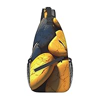 Yellow Pebbles Printed Crossbody Sling Backpack,Casual Chest Bag Daypack,Crossbody Shoulder Bag For Travel Sports Hiking
